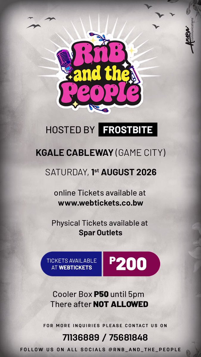 RnBandThePeople's tweet photo. See you on the 1st of August @FrostbiteBW is hosting https://t.co/LKJQ1ODS5f https://t.co/ZmHSoGSmC2