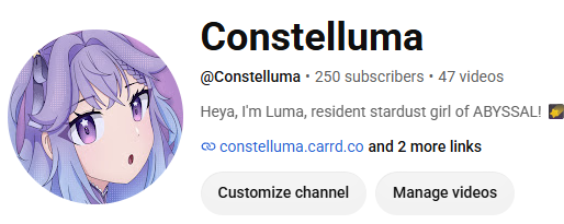 Constelluma's tweet photo. Oh! Also! Thanks so much for 250 subs on YouTube!!! ^o^ ☆ We're a quarter of the way to 1,000?! CRAZY!!! https://t.co/m95d5iSdzJ