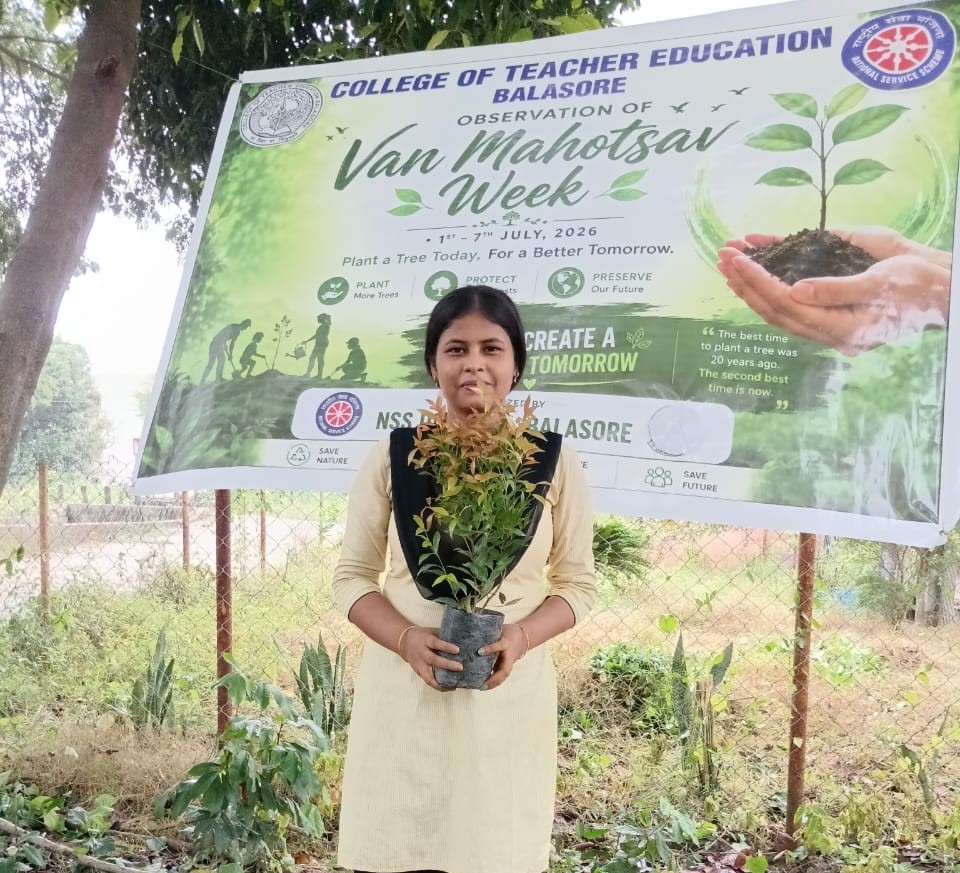 CTEBalasore's tweet photo. Van Mahotsav Week (1–7 July 2026) was celebrated at College of Teacher Education, Balasore. Staff and students wholeheartedly participated in a campus plantation drive to promote environmental conservation. 
@DHE_Odisha
@ncte_official
@OdishaOshec https://t.co/NKGfRY0Ljz
