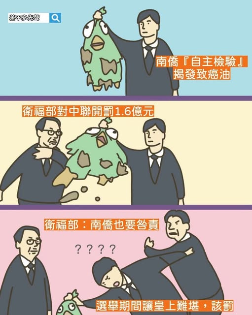 neowrps's tweet photo. 沒把關的毒油在市面上流竄，要不是南僑主動驗出來，大家到現在還在喝致癌油。結果認真檢驗的良心企業，卻因為流程延誤被罰300萬！不檢討失職的公權力，只會重罰發現問題的人，真的讓人民看傻眼 https://t.co/JeyC5HsqUZ