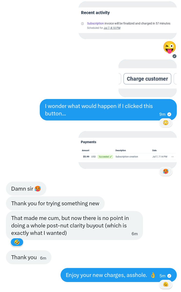 paymaxholdings's tweet photo. LOCKED GOONER GETS STUCK WITH YET ANOTHER AUTO-DRAIN 😈

The cashtard asked if he could get on a long-term auto-drain plan with a definite end to it.

I didn't think I could set him up with that, but I told him I'd use him as a test case. 😎

Five minutes later... Success. 👍 I stuck the dip$hit with another $5.99/week drain. He'll be enjoying those charges through the end of the year. 🌀

Your lo$$es = My gain. That's what I call a balanced relationship. 🎯