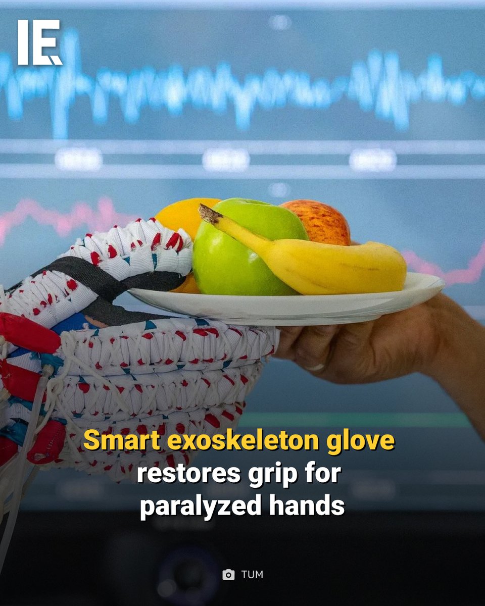 IntEngineering's tweet photo. This soft robotic glove uses muscle signals and pneumatic actuators to help people with hand paralysis regain the ability to grip everyday objects.
https://t.co/NwpatwZRv2
#ExoskeletonGlove #MedicalRobotics #RehabTech https://t.co/oe21GkieOP