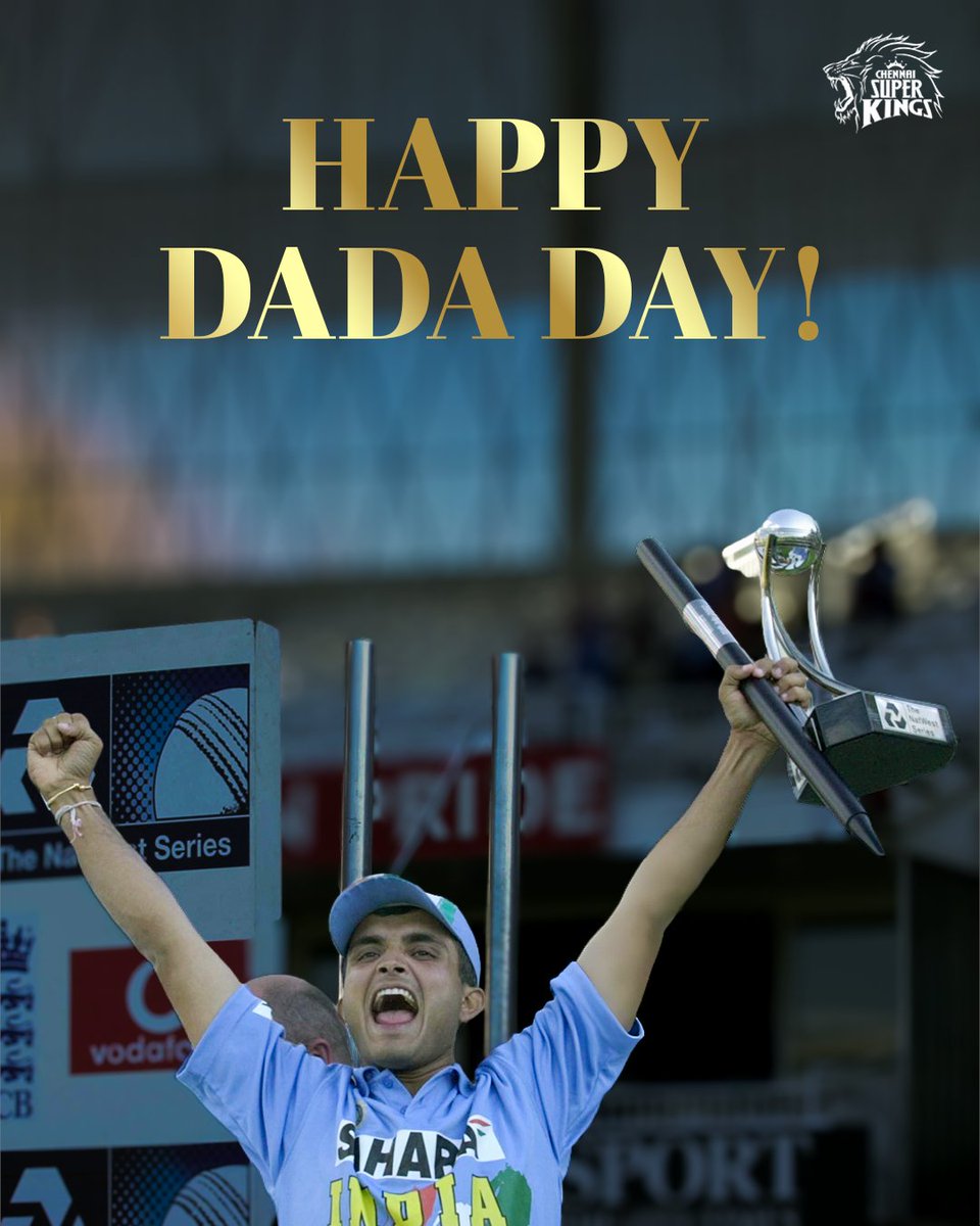 ChennaiIPL's tweet photo. An icon with the bat. A fearless captain.
Happy Birthday to the Dada of Indian cricket! 🥳💛

#WhistlePodu #SuperBirthday https://t.co/62FNeykvK8