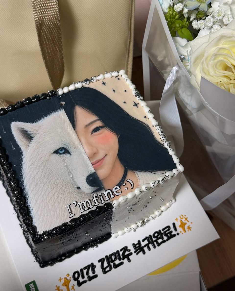 moeunah's tweet photo. the cakes im cryingasdggj 😭 she’s basically a cutie white wolf? https://t.co/pwcXs9d2wE