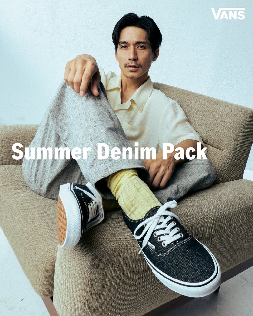 ABCMART_INFO's tweet photo. 本日より開始！
🌞Vans Summer Denim Pack🍦

Vansの定番モデルに、デニム素材を落とし込んだ
「Summer Denim Pack」。

Vansを長年愛用してきた錦戸亮さんが、
この夏だけのコレクションを着用。

夏のスタイリングに馴染む一足。

さらに、対象商品を購入のお客様限定で、
錦戸亮さんサイン入りキャップが当たる
アプリ抽選キャンペーンも実施！

詳しくはコチラから▼
URL：https://t.co/WvRDtSGOtO
※7/9(木)9時公開

@RyoNishikido_JP  

#錦戸亮 #Vans #ヴァンズ #ABCMART #ABCマート