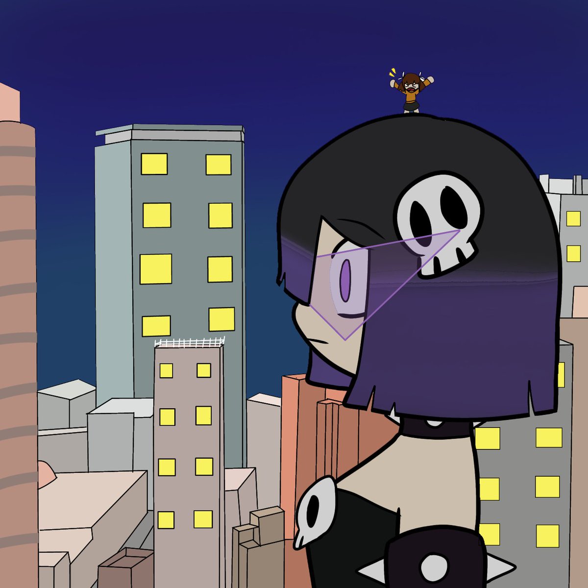 Illusionist477's tweet photo. "Peaceful" Giant walk through the city night 
Jaden belongs to @miffedgnome https://t.co/NzTQratuwv