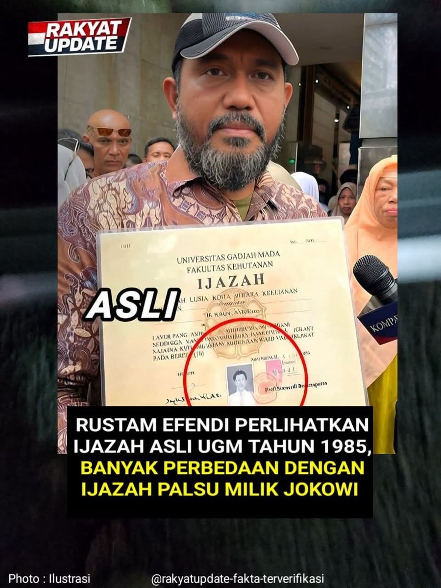 ArdieSuhardi321's tweet photo. IJAZAH JOKOWI 1.000 % PALSU....

RUSTAM EFENDI PERLIHATKAN IJAZAH ASLI UGM TAHUN 1985...

TERLALU BANYAK PERBEDAAN DENGAN IJAZAH PALSU MILIK JOKOWI....‼️

#RoyTifaMenangPraPeradilan
#RoyTifaMenangPraPeradilan
🆘🆗 https://t.co/bEOvXqZYIQ