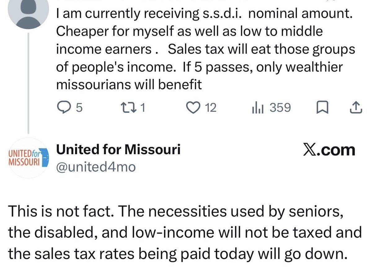 Newhouse100's tweet photo. @dhellingkc Now they're saying sales tax will be lower than it is today if the amendment passes 😂 https://t.co/wHvXC3Hewl