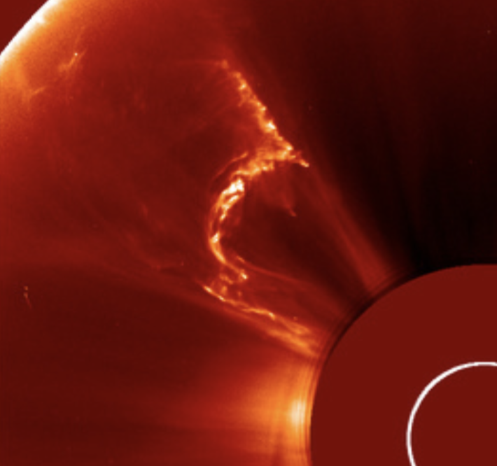 SunWeatherMan's tweet photo. The sun casually ejecting a moon worth of plasma today. https://t.co/kPT1wPktcj