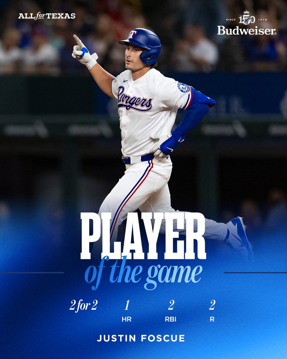 Rangers's tweet photo. Major spark off the bench. #AllForTX https://t.co/4NA3lUHJ1P