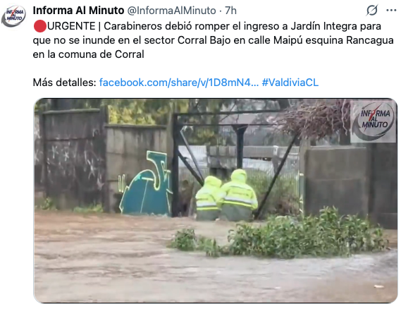 MichelDeLHerbe's tweet photo. Dos imágenes de una misma emergencia. #Corral #ValdiviaCL #Niebla No puede ser que existan versiones tan diferentes del estado de situación. Hoy solo se ha cumplido el pronóstico que era potencialmente catastrófico. Aun quedan varias horas muy complicadas por delante. https://t.co/Pb7Q18rkmo