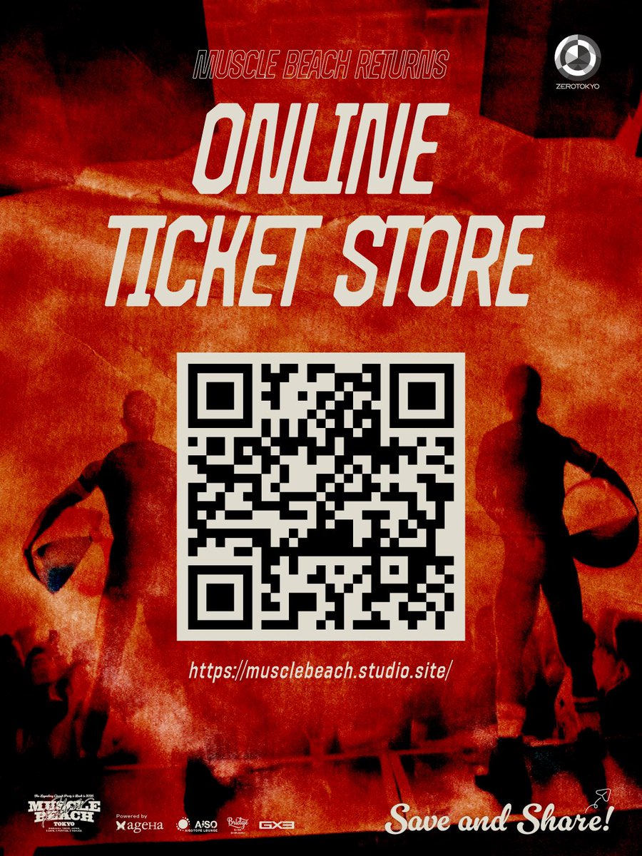 ageHa_G_party's tweet photo. MUSCLE BEACH TOKYO RETURNS
SUPER EARLY BIRD — NOW ON SALE.
2026.9.20 (SUN) — 9.22 (TUE)
━━━━━━━━━━
スーパーアーリーバード、本日発売開始。
🎟 https://t.co/UL9fc5UTfQ
Powered by ageHa
#MuscleBeachTokyo #ZEROTOKYO #ageHa #circuitparty #tokyonightlife https://t.co/cqM1cjRbt4