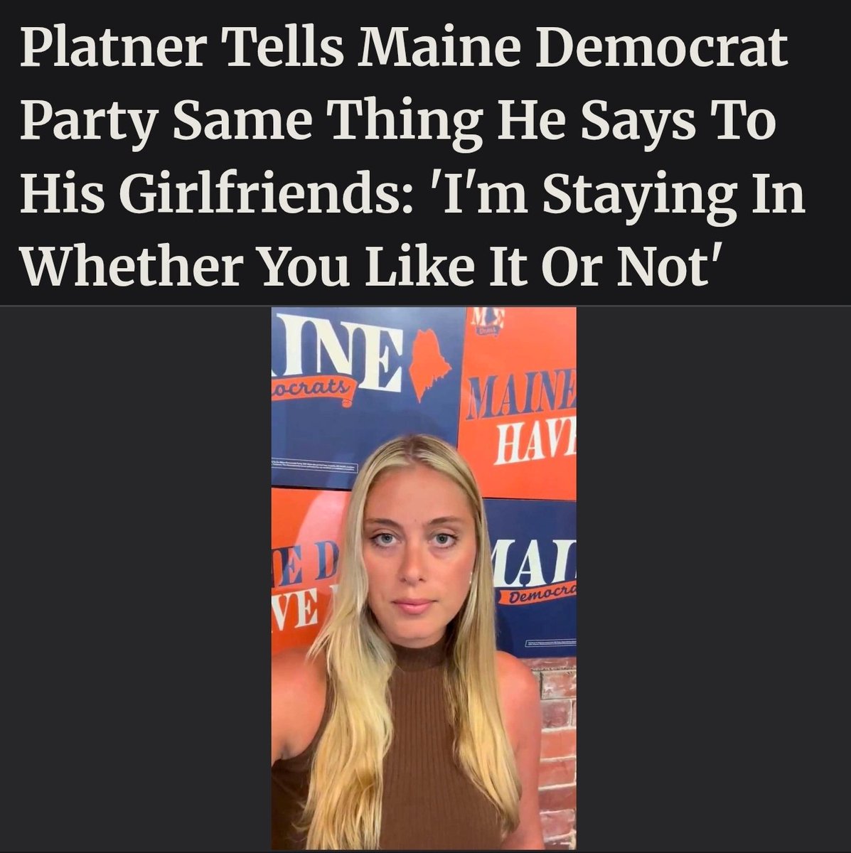 RussianMeddler's tweet photo. @MaineDems Too soon? 😂 https://t.co/a2K37m8CLW