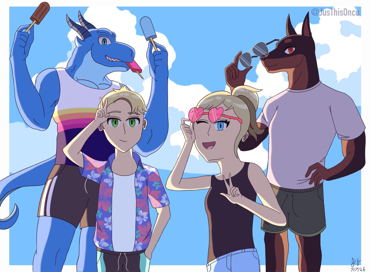EverettJustis's tweet photo. Enjoy you summer vacation 😎☀️
#Guardianship #illustration #webtoon #procreate #furry https://t.co/vMQgqIUKET