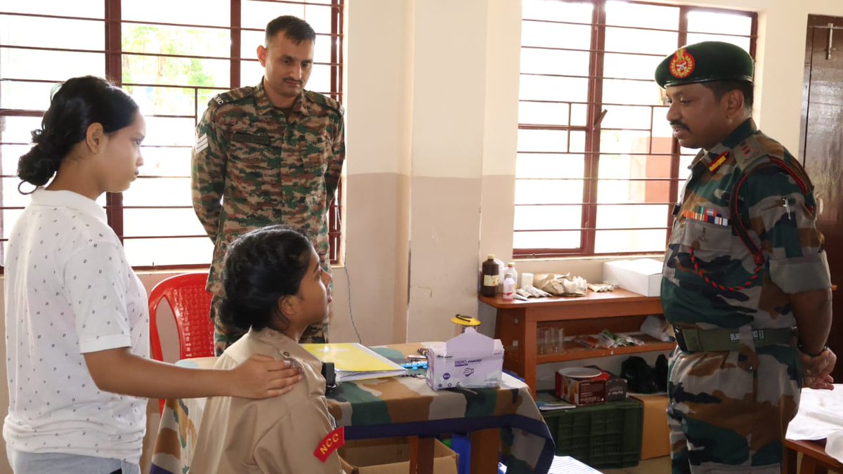 official_dgar's tweet photo. ASSAM RIFLES ORGANISES MEDICAL CAMP FOR NCC CADETS AT MAIBANG, ASSAM
#AssamRifles organised a Medical Camp for NCC Cadets participating in Combined Annual Training Camp (CATC)-38 at St. Xavier's School, Maibang, Dima Hasao District, Assam on 06 July 2026. The camp provided free medical check-ups, medical consultations, essential medicines and treatment for minor ailments. An interactive health awareness session was also conducted on personal hygiene, nutrition, sanitation, hydration, first aid and prevention of seasonal illnesses. The initiative reflects Assam Rifles continued commitment to the welfare of NCC cadets, nation-building and community outreach.

#friendsofthenortheast #sentinelsofnortheast #OperationalReadiness #CommunityFirst #NationFirst #ServiceBeforeSelf #GuardiansOfTheNation

@HMOIndia @adgpi @PIBHomeAffairs