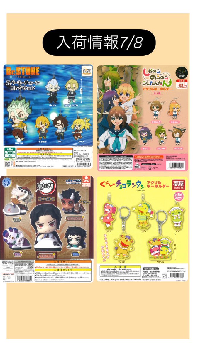 🌟本日の入荷情報🌟 📌 Dr.STONE ラバーキーチェーンコレクション