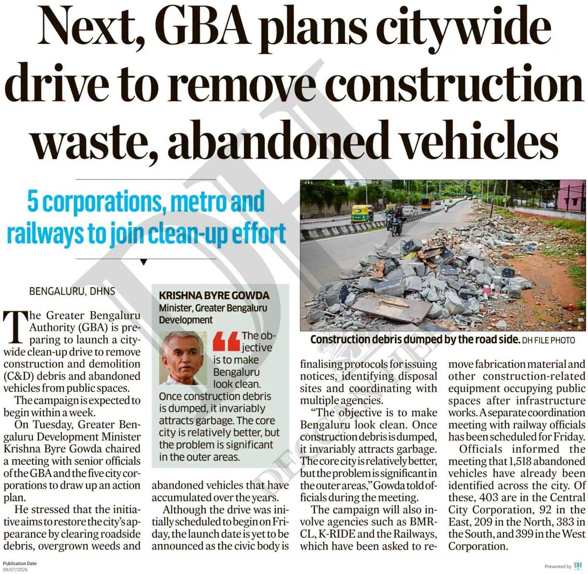 KBG Blore Development Minister Update's tweet media