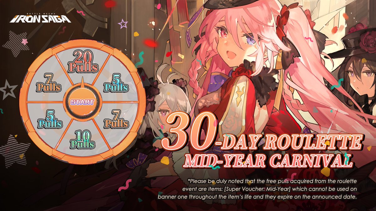 IronsagaEN's tweet photo. Let us be simple—
We are giving away 30 days of free pulls (minimum 5 per day, max 20/d), ramping up the total all the way to

150~600 FREE PULLS

on non-banner-one High-End Mecha Market, only in #IronSaga! Starting July 9th (After update), through Aug 13th (before update) https://t.co/wZwK3u0LBC