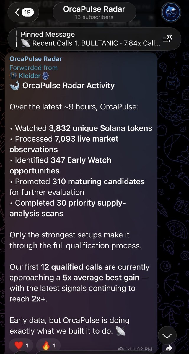 orca_pulse's tweet photo. Not luck. Not hindsight.

OrcaPulse’s new early detection engine identified this token at $73K market cap.

15 minutes later… 7.67× 🚀

We’re building technology that finds opportunities before they’re obvious.

Join the channel if you want to see how the engine works in real time.

https://t.co/7qMg0VL70F

#solana #sol #crypto
