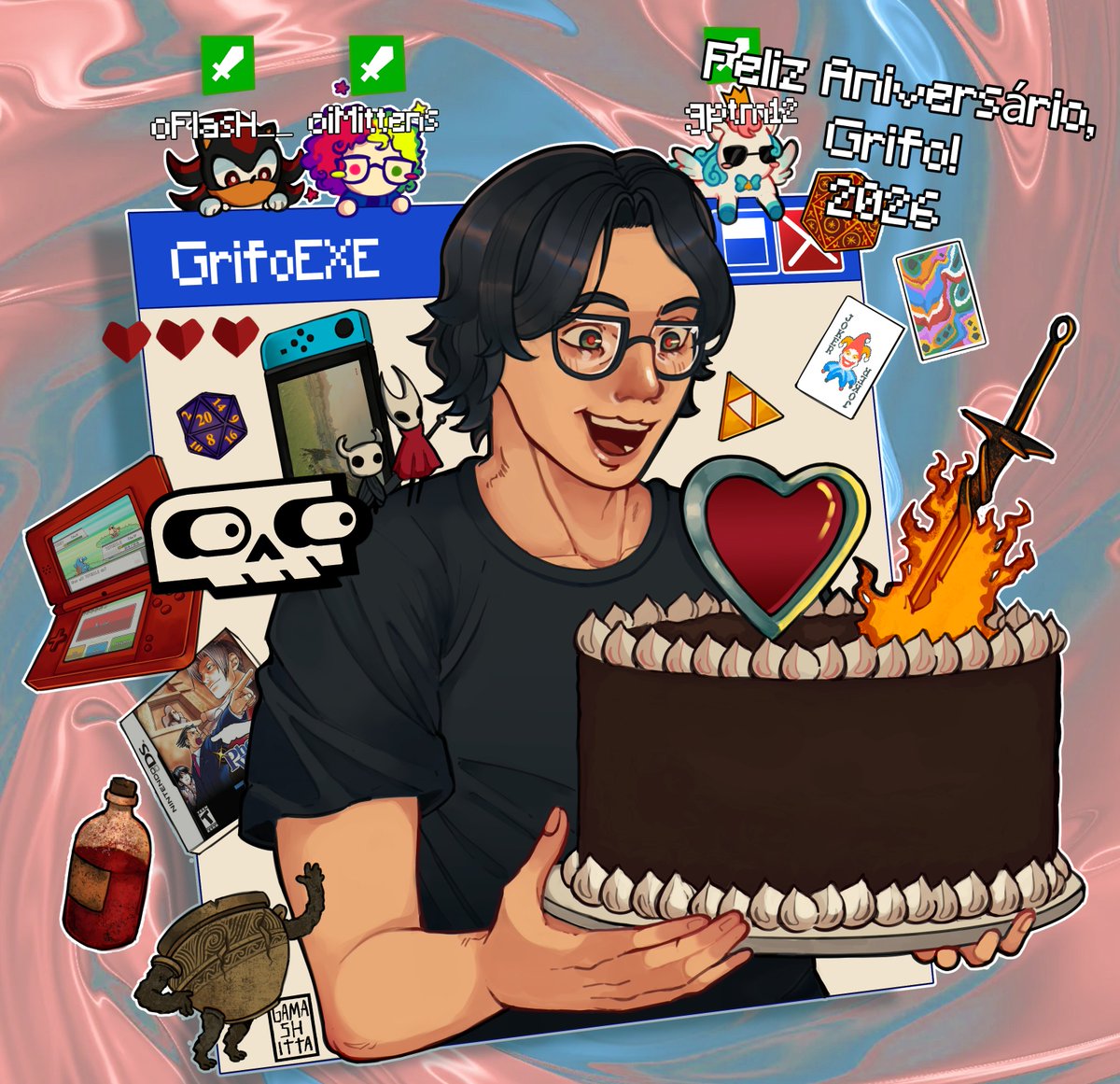 oFlasH__'s tweet photo. Feliz Aniversário @GrifoEXE ! (arte por @/gamashitta_ no instagram!) https://t.co/zAU5SAxFJs