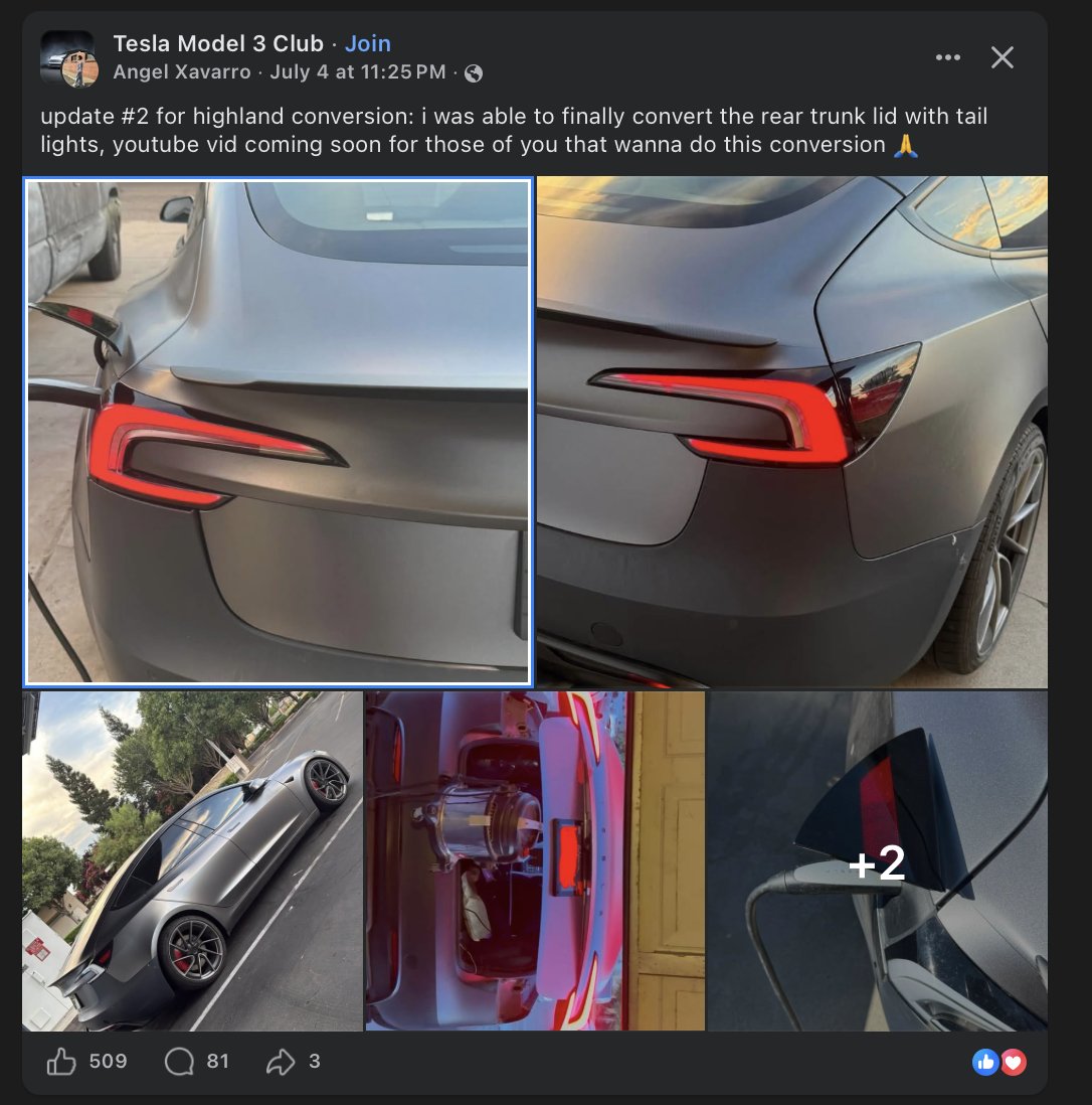 TESLA_winston's tweet photo. This guy converted his Model 3 into a Model 3 Highland. https://t.co/tCv2o50dmu