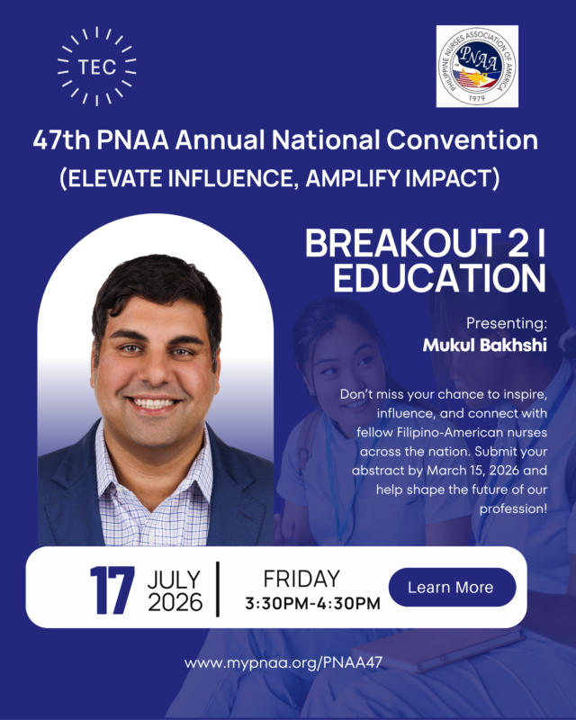 TheEvalCompany's tweet photo. We are proud to have TEC’s own Mukul Bakhshi presenting at the 47th PNAA Annual National Convention.
Join Mukul for Breakout 2: Education on Friday, July 17
#PNAA47 #NursingWorkforce #Education #CredentialEvaluation #TEC https://t.co/Uz2659gi1q