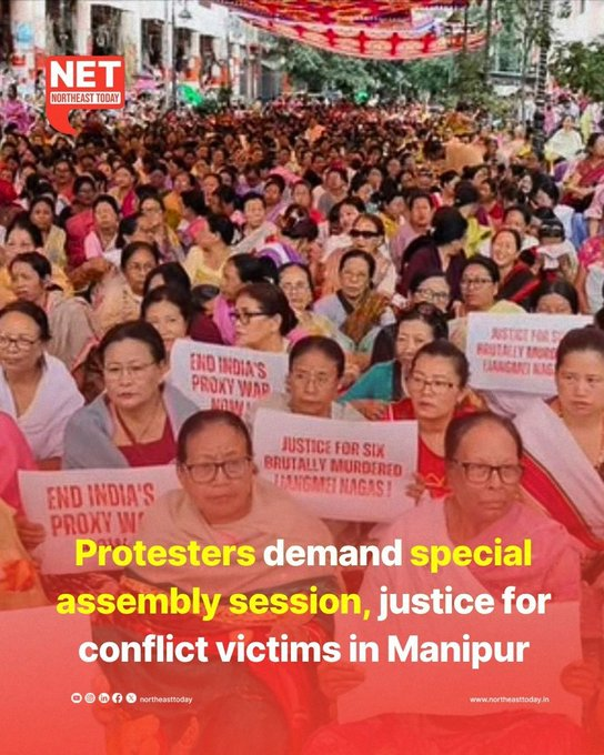 manipur_army's tweet photo. In #Imphal, #Naga, #Meitei, #MeiteiPangal and other communities united to demand a special Assembly session, justice for victims and action against those responsible. #Manipur needs peace, justice and accountability not politics. #ManipurAssembly #Peace https://t.co/T65qrREvKm https://t.co/FEYqQrITQu