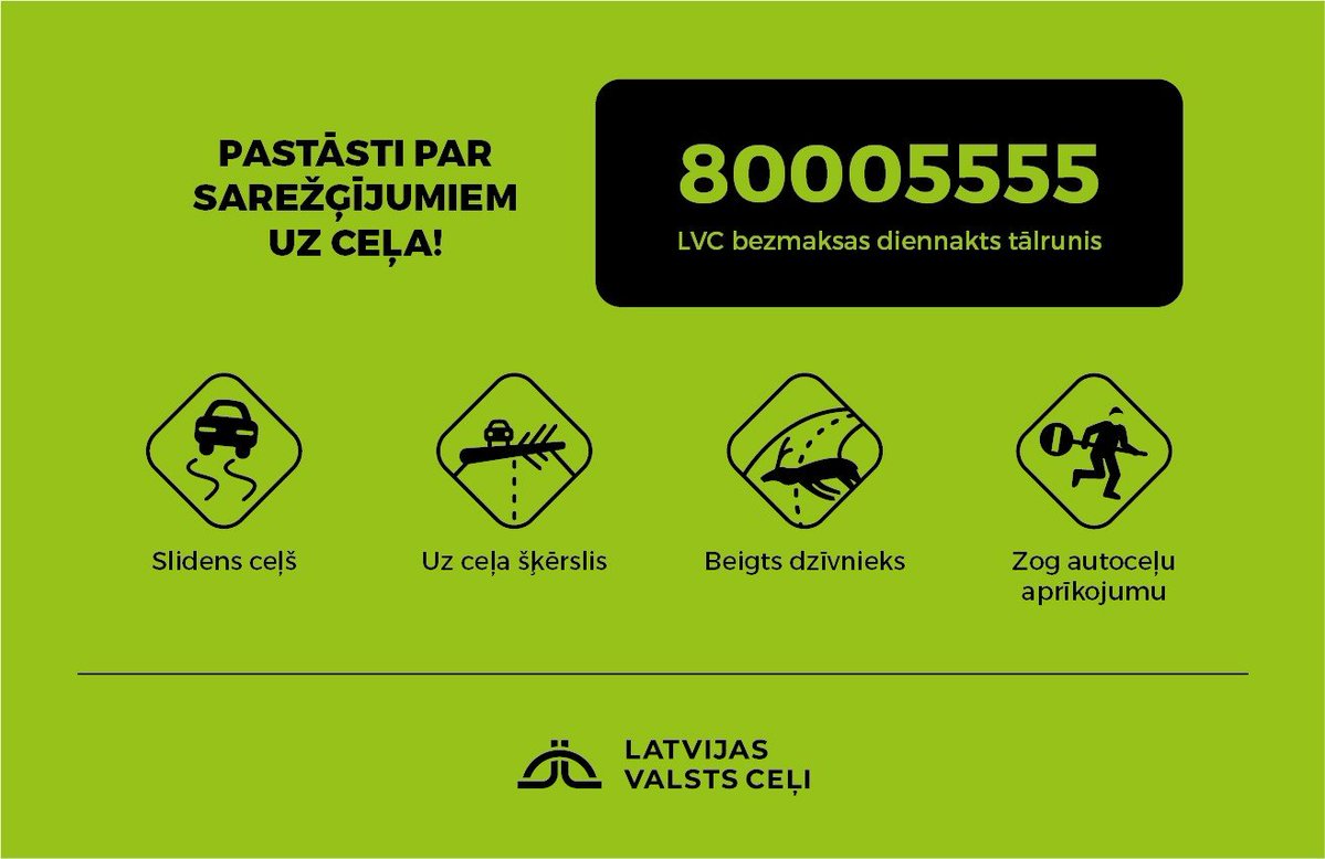 LVceli's tweet photo. 🌧️ ⚠️Šodien visā valsts teritorijā prognozē stipras lietavas, uz ceļiem ar grants segumu var veidoties izskalojumi, tuneļi un atsevišķi ceļu posmi var applūst. 📞 Aicinām ziņot par sarežģījumiem uz valsts ceļiem, zvanot uz diennakts bezmaksas info tālruni 80005555. https://t.co/aqCUYkU9kE