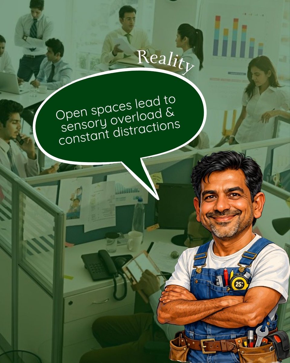 CraftxSpaces's tweet photo. Open offices do not automatically improve collaboration.
Sometimes, they just make everything louder.
Follow CraftXSpaces for more information about commercial spaces.

#CraftXSpaces #Bangalore #CommercialDesign #OpenOffice #WorkplaceDesign https://t.co/0IYGFrQROA