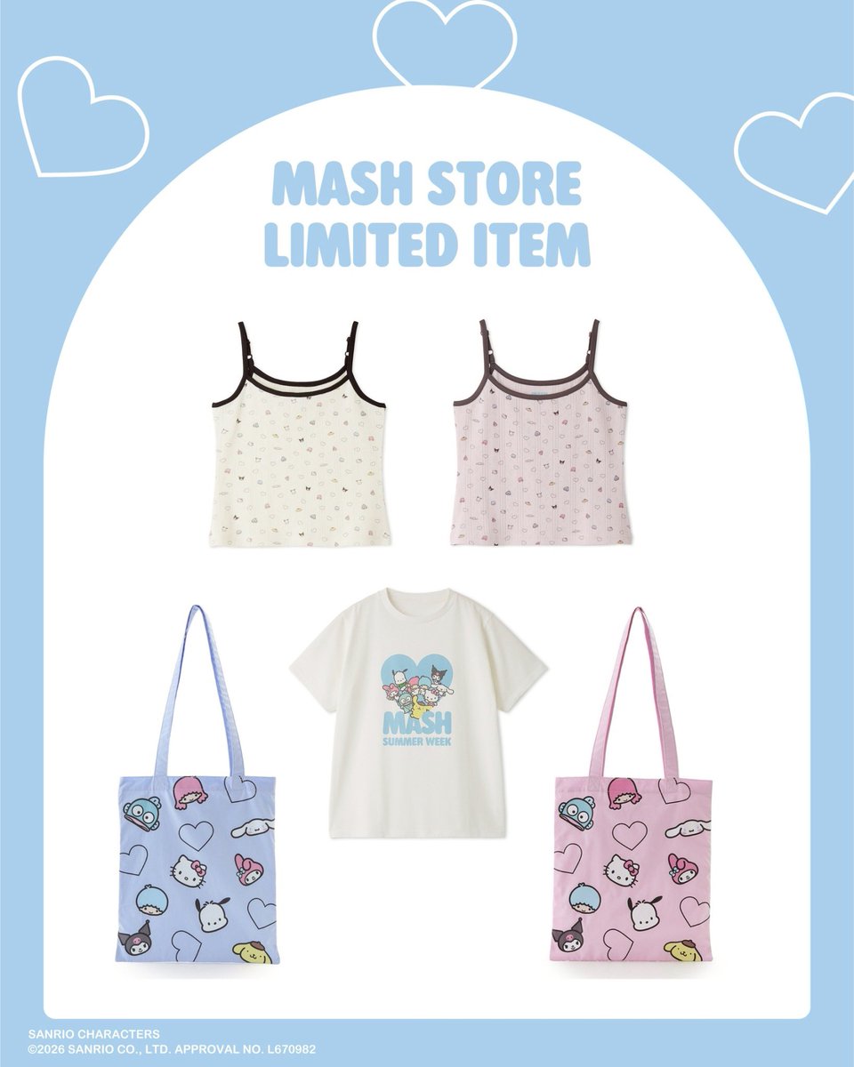 _LilyBrown's tweet photo. ここでしか手に入らない
サンリオキャラクターズとのコラボレーションアイテムや
期間限定ポップアップストアなど、
夏のファッションや限定コンテンツを楽しめるスペシャルな企画を
多数ご用意しております✨
 
詳細情報は7/22(水)に発信予定…！
お楽しみに♡
 
#MASHSUMMERWEEK #マッシュサマーウィーク2026