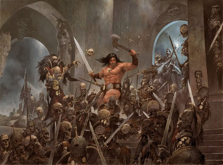 fabiaschi's tweet photo. Conan board game cover art by Adrian Smith. https://t.co/SZB7uiGIZ4