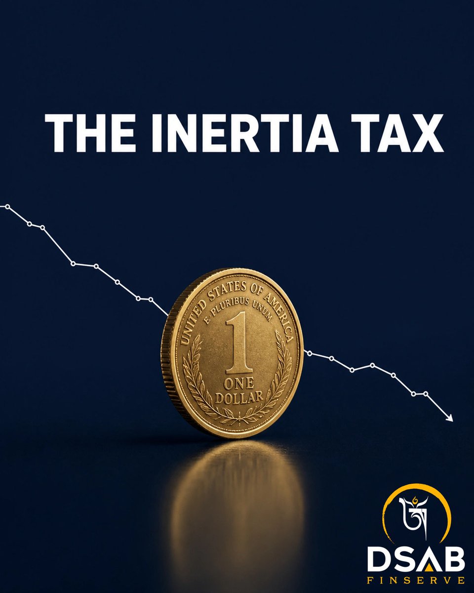 DsabFinserve's tweet photo. Your safety net is a slow leak. Idle cash at 3% vs 6% inflation is a wealth-killer. This is the 'Inertia Tax.' Stop holding; start architecting a yield engine that protects and grows. Audit your cash today. #Wealth #Investing #Finance #Growth https://t.co/VturQlCZJW