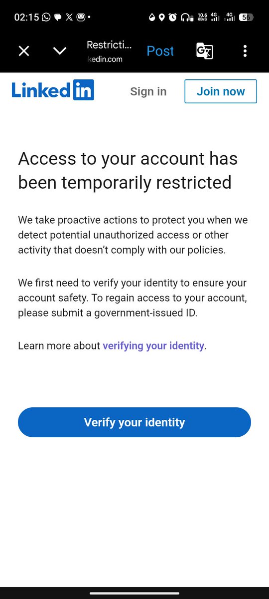 SadiqYu12689130's tweet photo. @LinkedInHelp @LinkedIn  Please why Will my account remain restricted you should let know My guilty and you should also let me know your conditions to comply in order to restore my account successfully https://t.co/R2JxzrxoEN