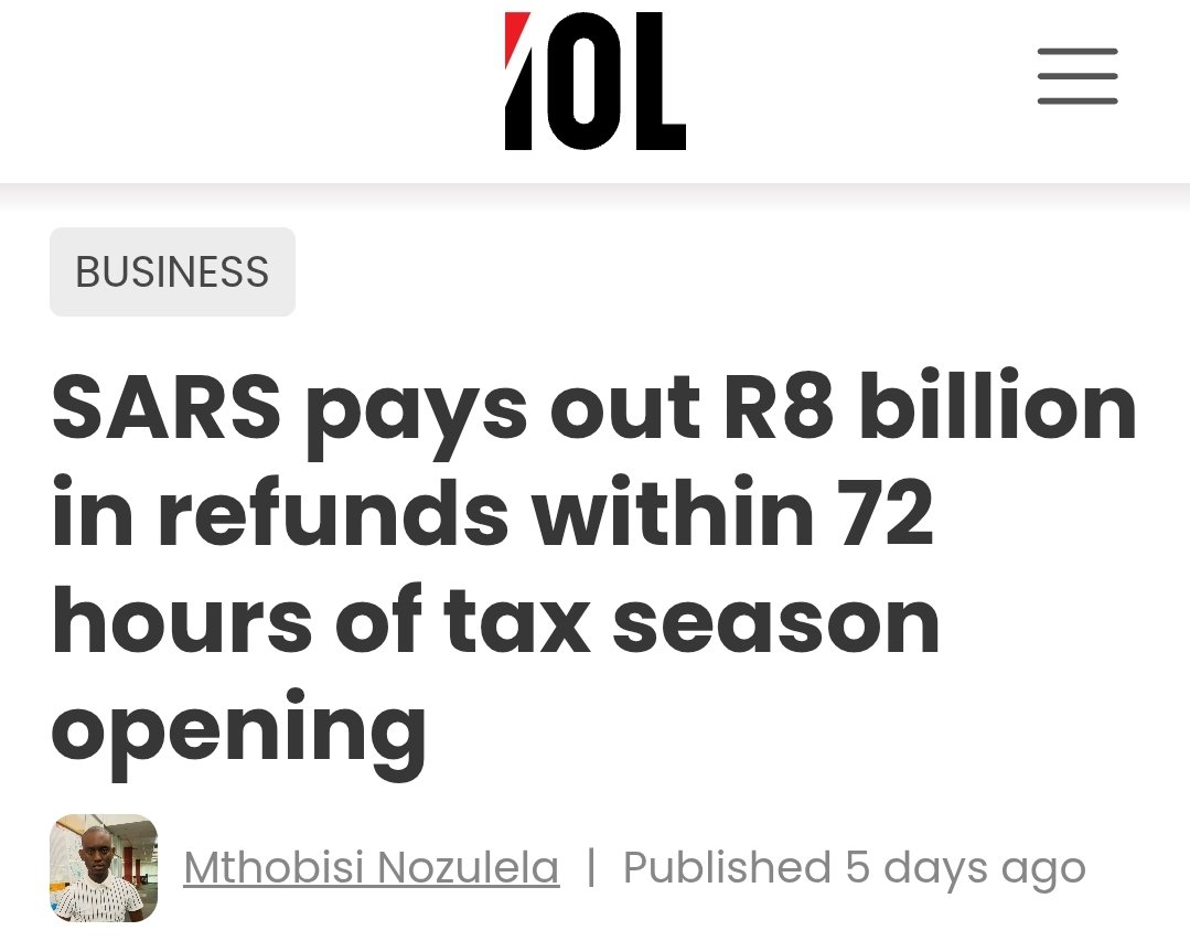 Simon_Sithole20's tweet photo. Guys, did you get any of the refunds indicated by @sarstax on the @IOL news article below??

Who is this that is getting larger portion of this money...🤔
#TaxRevoltSA https://t.co/LhTQk6pKqS
