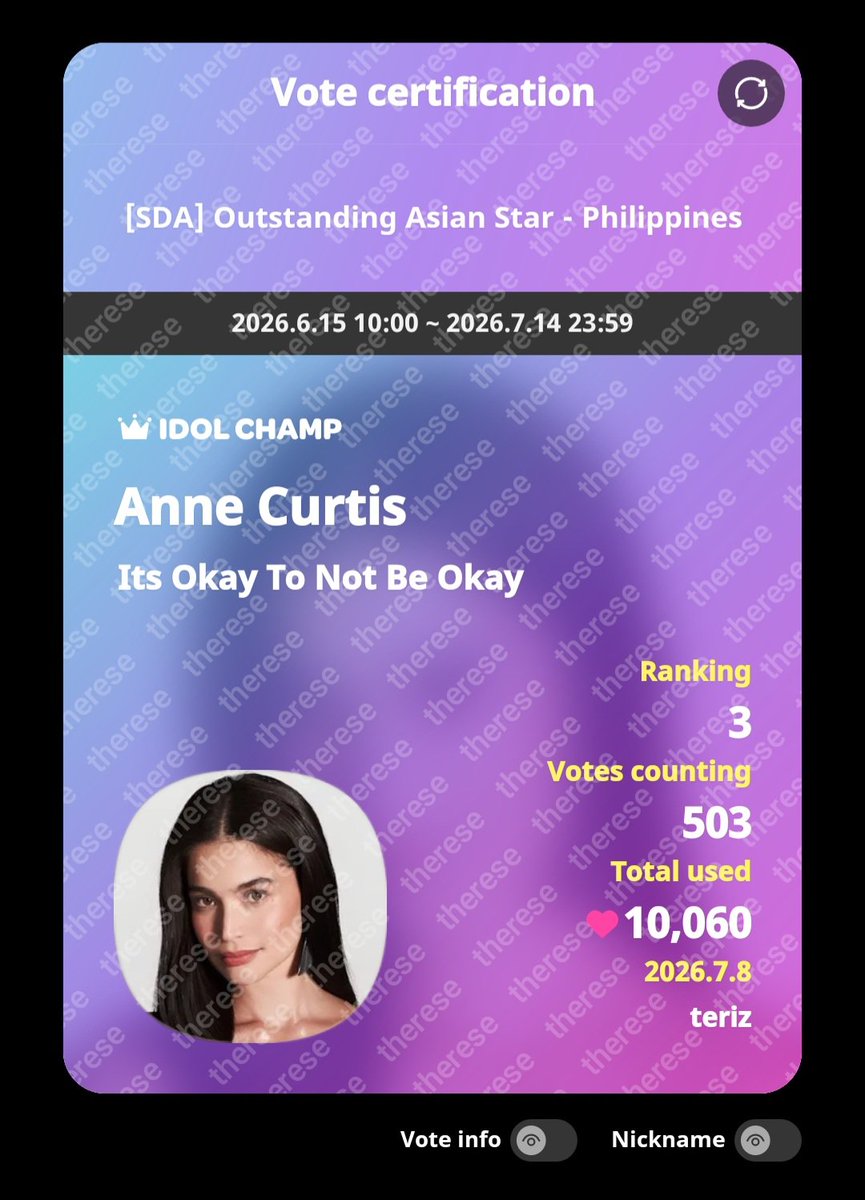 thereseeemaeee's tweet photo. the least we/i can do 🇵🇭✨️ love you, ate @annecurtissmith 

6 DAYS LEFT TO VOTE!!! https://t.co/IpDhS7rTdP