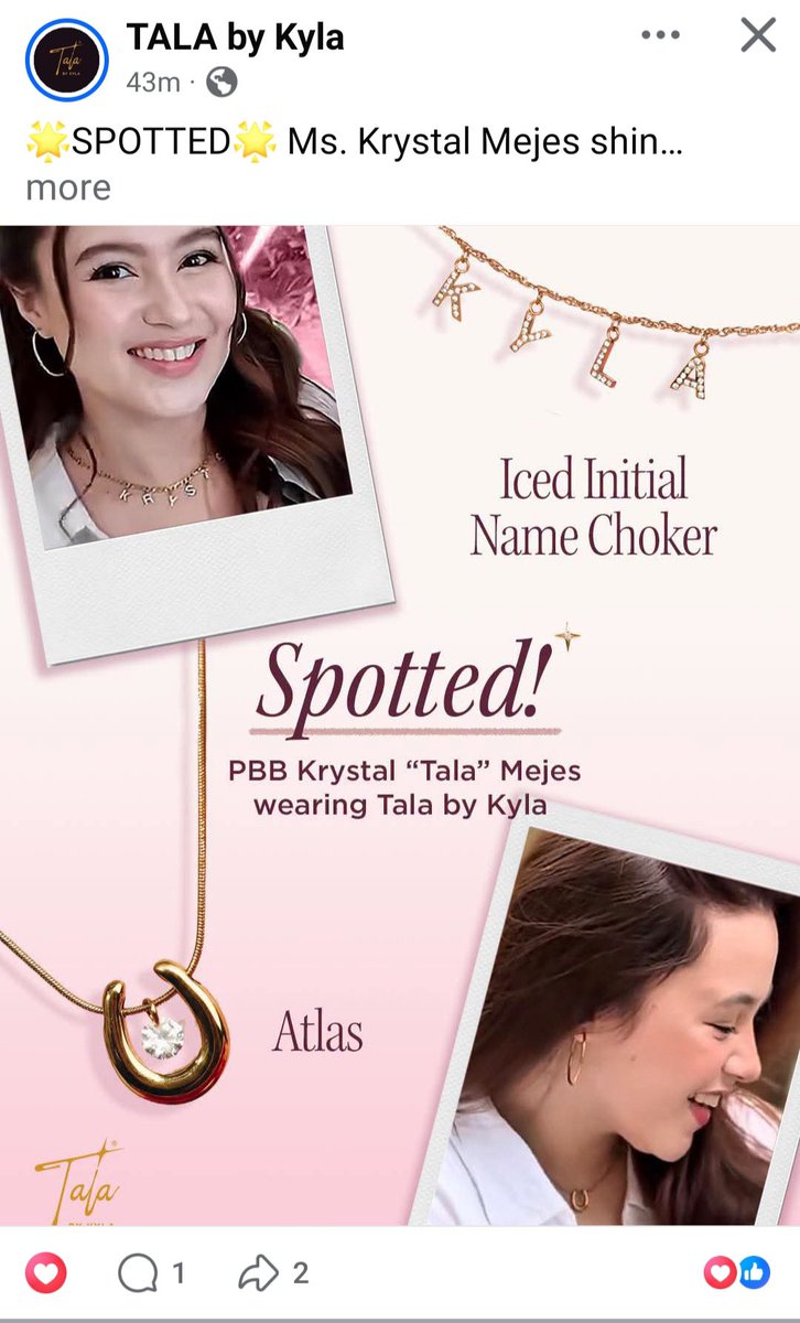 dani_yxz's tweet photo. Our very own TALA is featured on the Tala by Kyla FB page! Let's show our support, Talians—head over, engage with the post, and spread some love! #KrystalMejes

link: https://t.co/GGbueGwzVU https://t.co/UKJaEhOJED