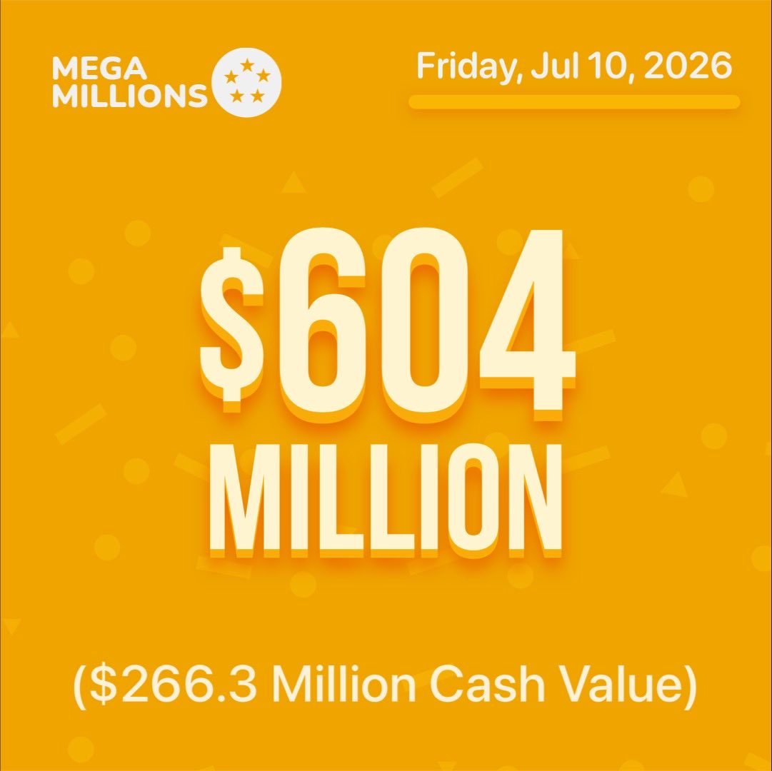 LottifyApp's tweet photo. #MegaMillions was not hit tonight.
Jackpot for Friday, Jul. 10 has increased to $604,000,000! 💵👀💵
Good Luck!
#lottery #lotto #loteria #jackpot https://t.co/DkQyGqa79Y