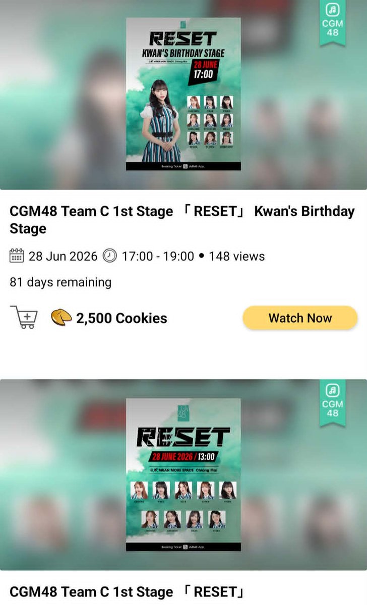 Yourmoon020's tweet photo. ตอนนี้ Stage Reset รอบการแสดงวันที่ 28 มิถุนายน 2569 ที่ผ่านมา มีให้รับชมย้อนหลัง (สำหรับสมาชิก) และสามารถใช้คุกกี้ซื้อดูทั้งสองรอบได้แล้วนะคะ
#Linglingcgm48
#Cgm48_stagereset
#TeamC https://t.co/OGnPfr1T7A