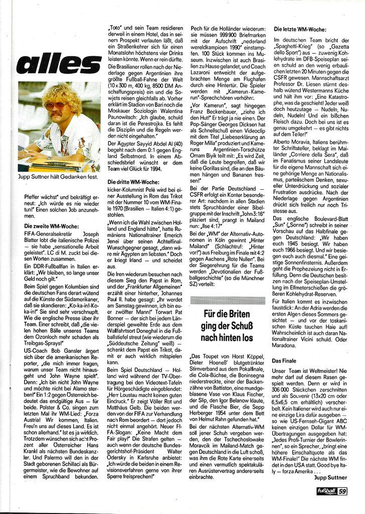 kicker_fuma's tweet photo. "Das ganz andere WM-Tagebuch. Was das alles mit Fußball zu tun hat?"
(Aus: Fuma August 1990)
#italia90 #wm90 https://t.co/CKv3SFX6Yi