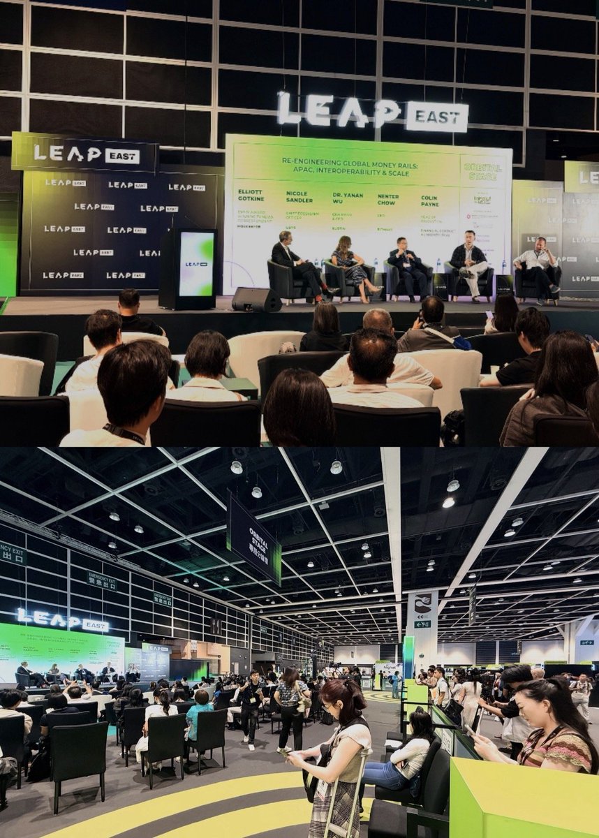 BitMartExchange's tweet photo. The panel on "Re-engineering Global Money Rails: APAC, Interoperability & Scale" just wrapped at @leapeast and what a conversation it was. 🙌

Our Global CEO @50Nent (Nenter Chow) joined an incredible group of minds on the Orbital Stage at HKCEC to dig into the future of #crypto-enabled cross-border payments, interoperability, and what it takes to build financial infrastructure at scale across APAC and beyond.

A huge thank you to our fellow panelists:

• Elliott Gotkine (@ElliottGotkine) for moderating with sharp, incisive questions
• Nicole Sandler, Chief Ecosystem Officer at @ubyx_
• Dr. Yanan Wu, Chairman & CEO at @SurfinMeta
• Colin Payne, Head of Innovation at @TheFCA

The conversation was real, the room was packed, and the ideas were bold. 

This is exactly the kind of dialogue that moves the industry forward.

📍 Hong Kong Convention & Exhibition Centre

#LEAPEast