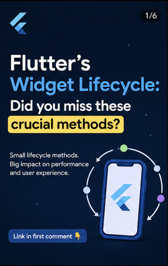 faisal_devop's tweet photo. Flutter widget lifecycle: `didUpdateWidget()` & `didChangeDependencies()` explained!
Unlock efficient Flutter apps by mastering these often-missed methods.
Link in first comment 👇
What's your go-to for widget updates?
#flutter #dart #mobiledev #appdevelopment #flutterdev https://t.co/MjyC7e2CdV