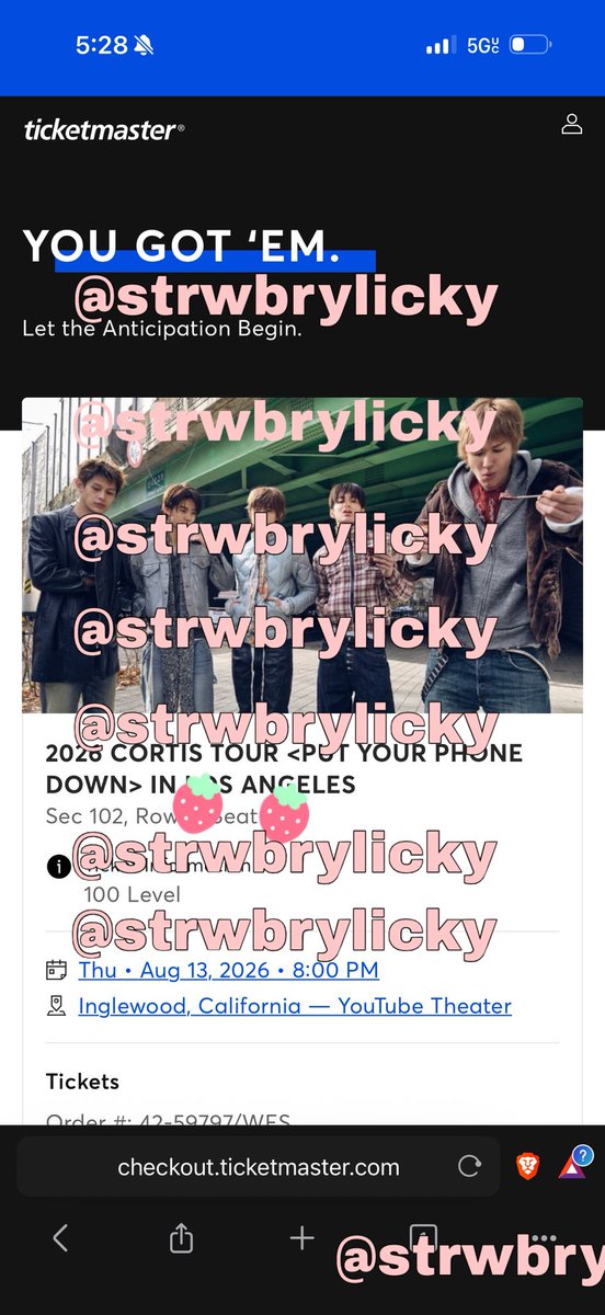 strwbrylicky's tweet photo. Wts Cortis in LA 8/13 

Don’t really want to sell so I’ll be selling it for a higher price 😛🤍 but another group I love is having a fancon same day so if it sells I’ll go 

Want- $450 

Sec 101 row L (view attached) 

Only accept cashapp, PayPal f&amp;f 

Have past proof 🤍 https://t.co/sB0uLzh31w