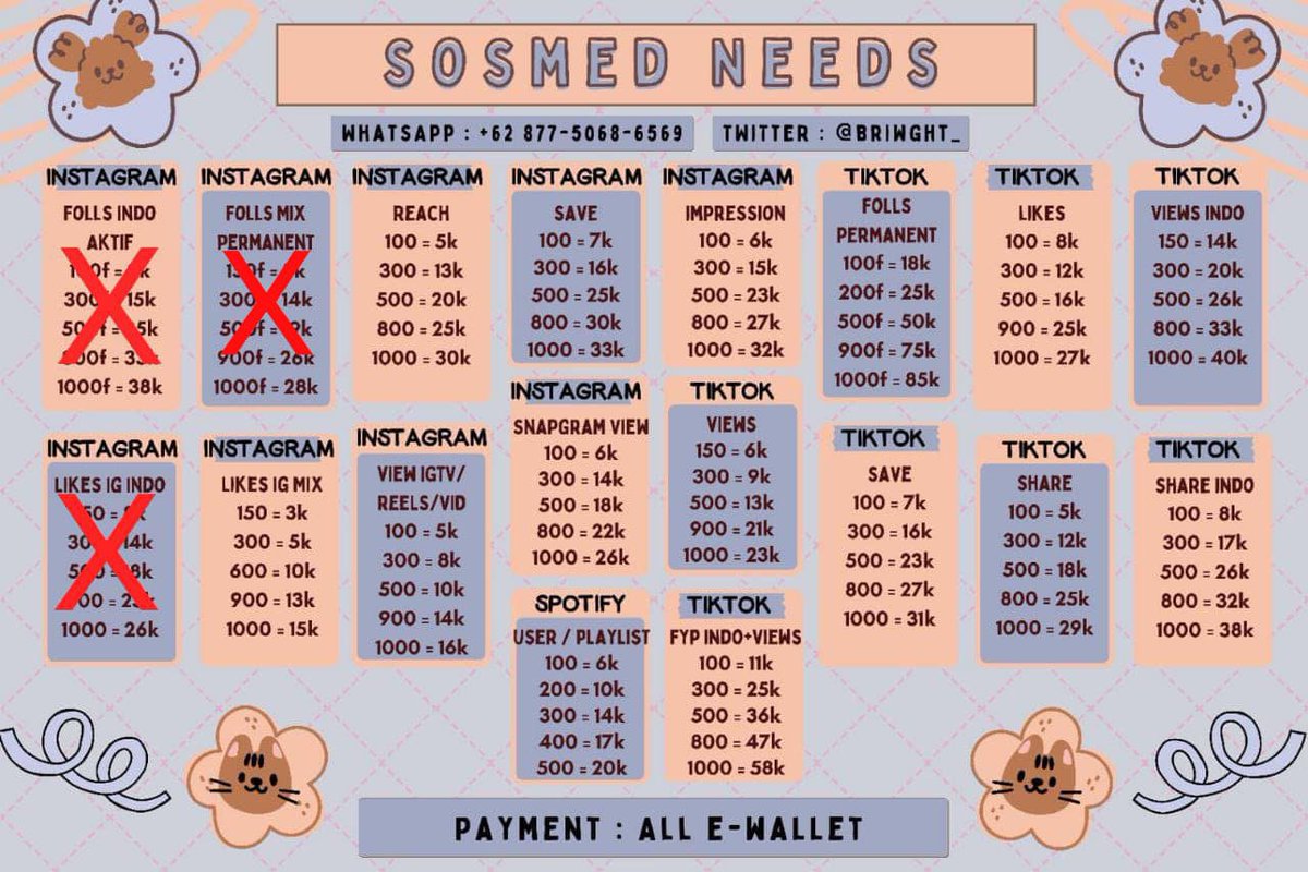 aamariee's tweet photo. Selamat siang, buat yg nyari sosmed needs ready ya. Langsung proses pakai username dan link aja! 

t. info jual ada jasa mau folls followers indo aktif likes views view save share fyp tiktok instagram ig youtube yt spotify shopee twitter twt wts need mau beli 17 https://t.co/F25rvEbEzJ