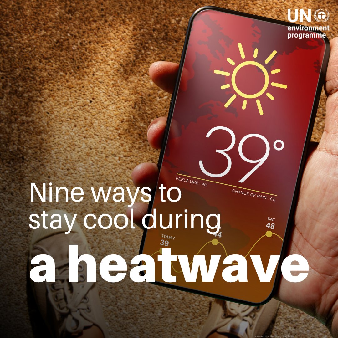 UNEP's tweet photo. There was a time when extreme heat was relatively rare.

But not anymore.

Heatwaves, which are already responsible for almost 500,000 deaths a year, are becoming more frequent, more intense and more dangerous.

To help, here are nine ways to stay cool when the temperatures spike:
https://t.co/flJURbsUm9