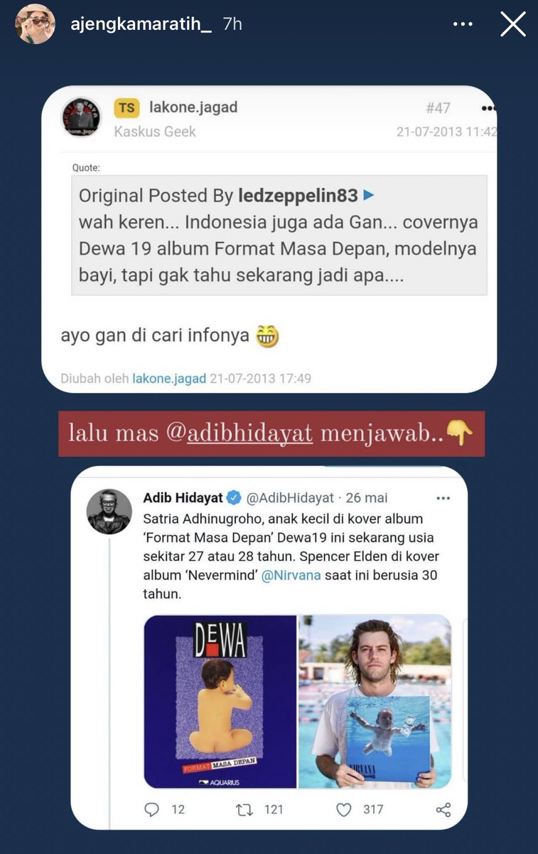 AdibHidayat's tweet photo. Jadi ingat postingan 5 tahun lalu, saat menemukan fakta sosok bocah yang ada di kover album kedua @officialdewa19 ‘Format Masa Depan’ (1994) ini adalah adik dari @Ajeng_MetroTV bernama Satria, Keduanya anak Pak Haryo, salah satu orang yang membawa majalah @RollingStone Indonesia https://t.co/f6L5vvYS1S