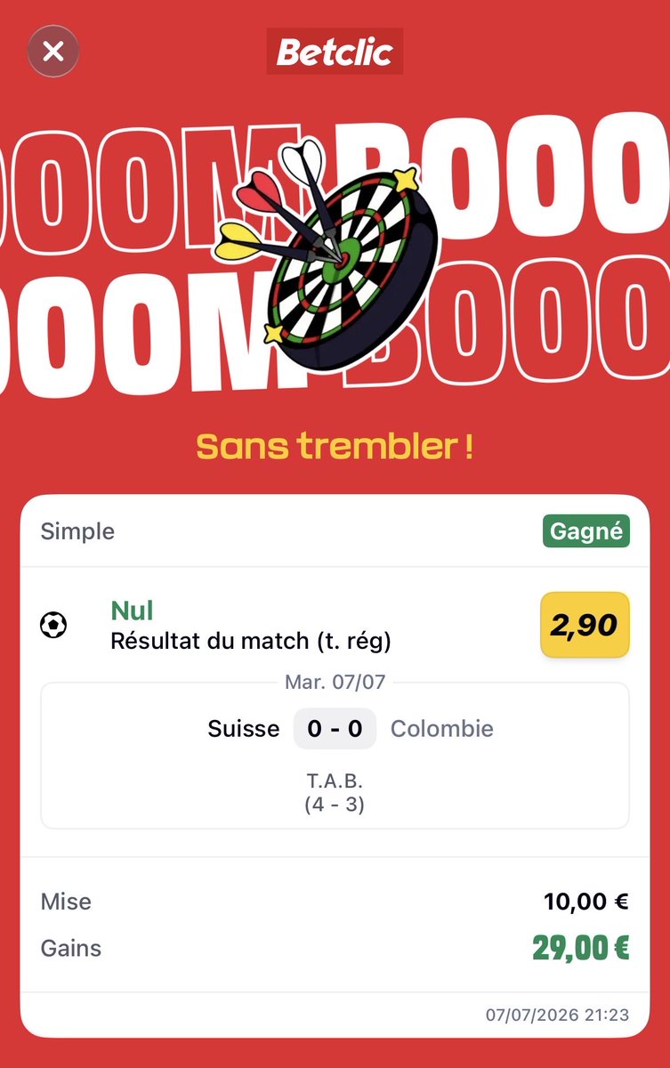 SavanesRo's tweet photo. Merci la Colombie et la Suisse 💸 💸 @Betclic #CDM2026 https://t.co/g6Sp7hUHPQ