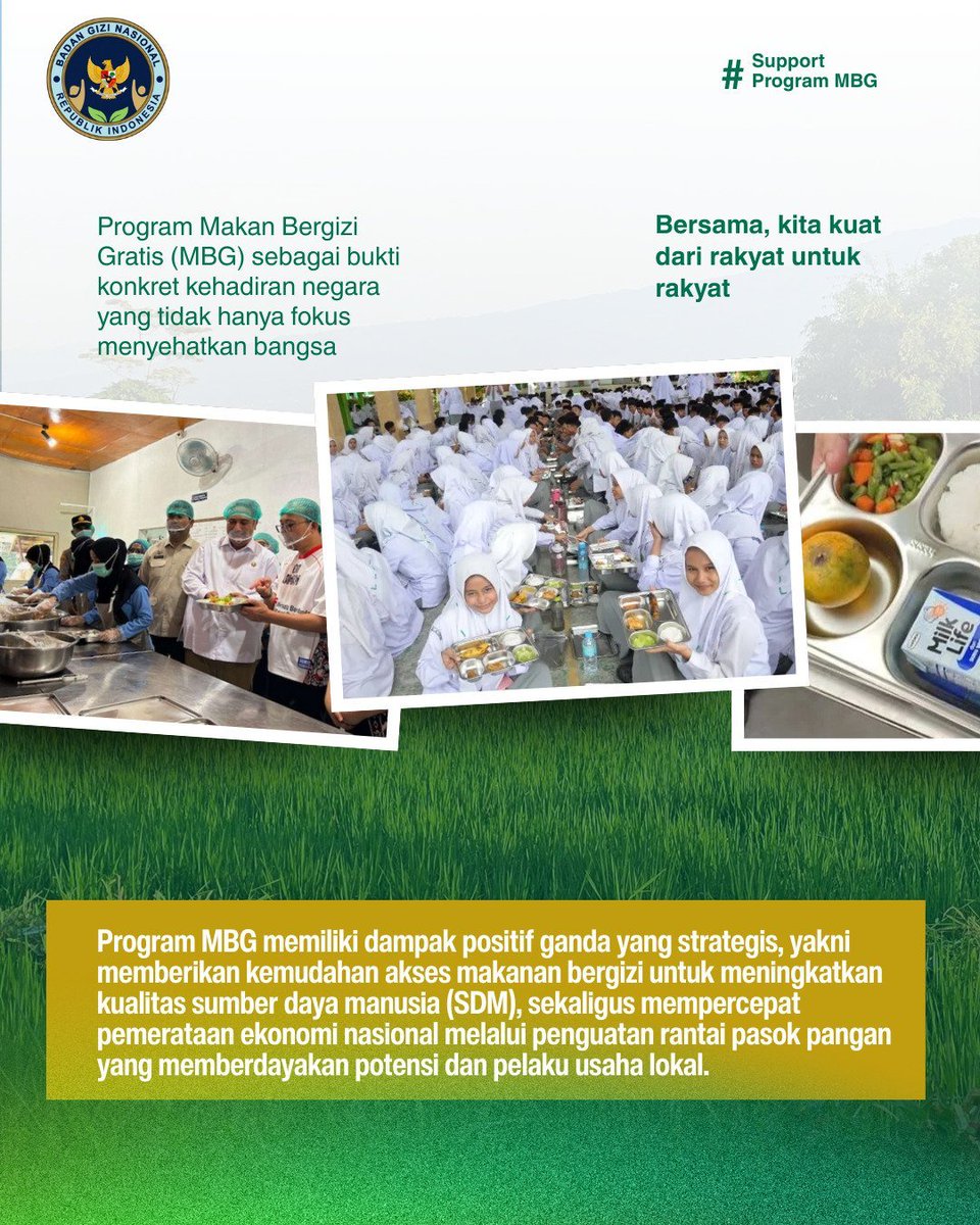 Siskaarrr's tweet photo. Program makan bergizi gratis mampu mengurangi angka stunting dan kekurangan gizi, sekaligus membuka peluang masa depan yang lebih baik bagi setiap anak #MBG https://t.co/SoezwcCHBW