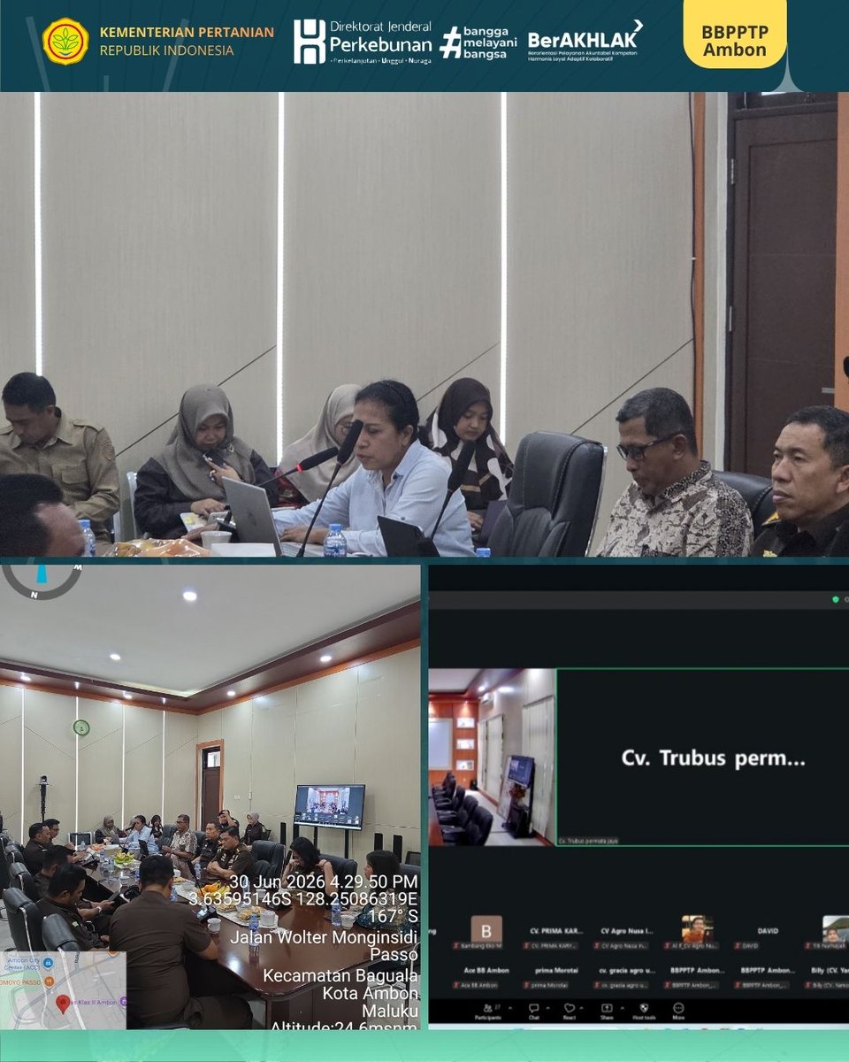 BbpptpAmbon's tweet photo. Pengawalan hilirisasi komoditas strategis perkebunan terus diperkuat melalui sinergi antara BBPPTP Ambon, penyedia benih dan pupuk, pemerintah daerah, serta aparat penegak hukum. #BBPPTPAmbon #ditjenbun #Kementan https://t.co/ABPOKAOhzZ