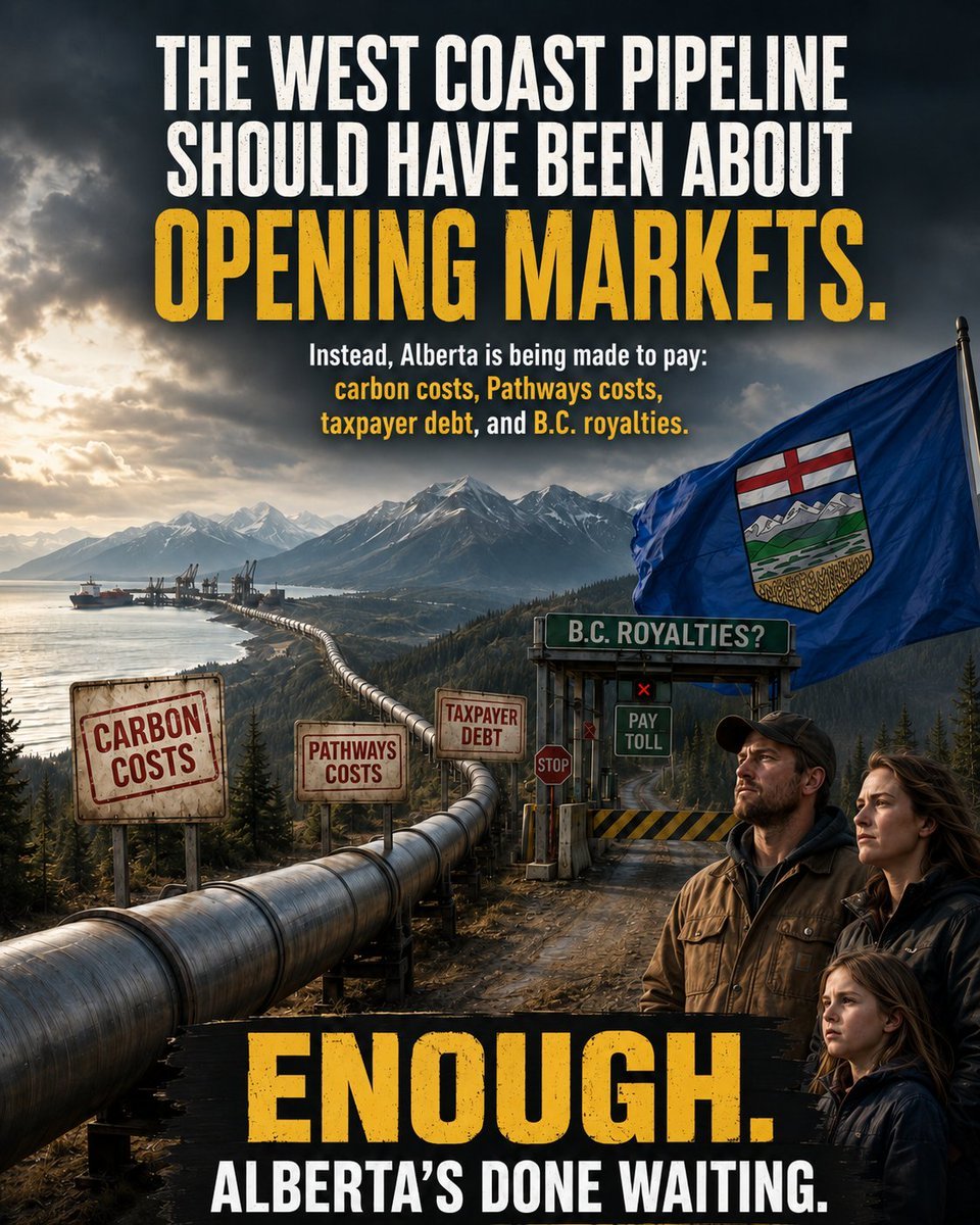 ikwilson's tweet photo. Option 1 means more Ottawa conditions, B.C. tolls, carbon costs, Pathways costs, taxpayer debt, and Alberta waiting.

Option 2 means taking the next step toward control over our resources, our economy, and our future.

Alberta can do better. https://t.co/6KggCRUEc6 https://t.co/BG5A5gnSG1