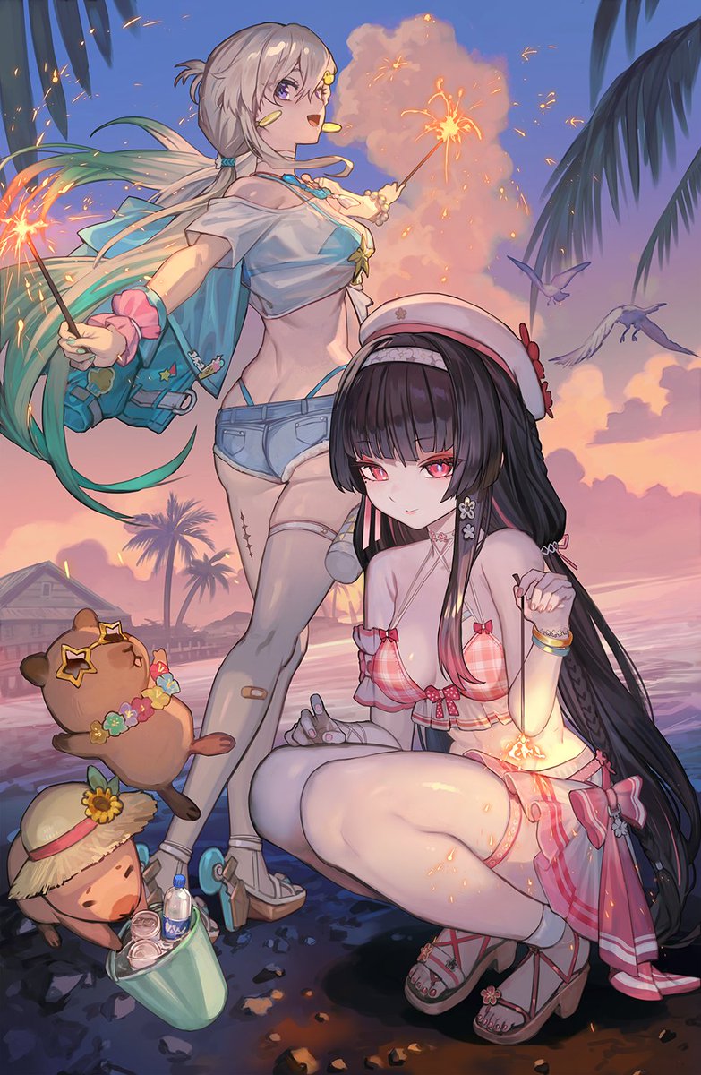 lalalalack's tweet photo. 夏だ水着だラハイロイだ🎇🏖
今回はご依頼でリンネー、千咲のイラストを描かせていただきました。
よろしくお願いいたします。

#鳴潮　#千咲ちゃん　#リンネー https://t.co/04sWQakn3u